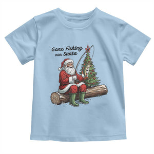 Santa Fishing Chritsmas Toddler T Shirt Funny Fisherman Xmas TS14 Light Blue Print Your Wear