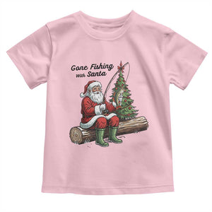 Santa Fishing Chritsmas Toddler T Shirt Funny Fisherman Xmas TS14 Light Pink Print Your Wear