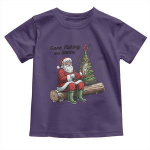 Santa Fishing Chritsmas Toddler T Shirt Funny Fisherman Xmas TS14 Purple Print Your Wear