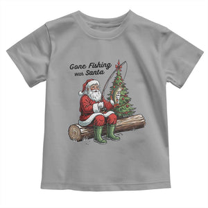 Santa Fishing Chritsmas Toddler T Shirt Funny Fisherman Xmas TS14 Sport Gray Print Your Wear