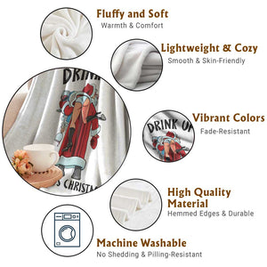 Funny Christmas Wine Throw Blanket Drink Up Bitches It Is Christmas TS14 Print Your Wear