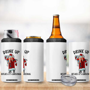 Funny Christmas Wine 4 in 1 Can Cooler Tumbler Drink Up Bitches It Is Christmas TS14 Print Your Wear