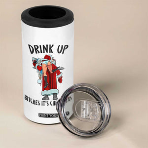 Funny Christmas Wine 4 in 1 Can Cooler Tumbler Drink Up Bitches It Is Christmas TS14 Print Your Wear