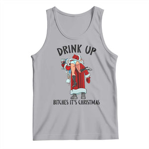 Funny Christmas Wine Tank Top Drink Up Bitches It Is Christmas TS14 Athletic Heather Print Your Wear