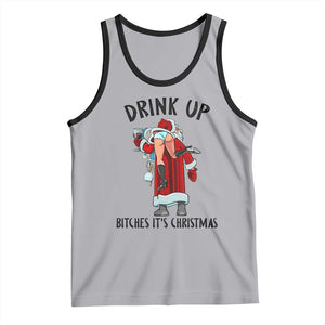 Funny Christmas Wine Tank Top Drink Up Bitches It Is Christmas TS14 Athletic Heather Black Print Your Wear