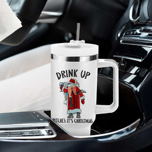 Funny Christmas Wine Tumbler With Handle Drink Up Bitches It Is Christmas TS14 Print Your Wear