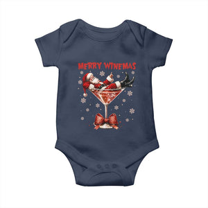 Funny Christmas Wine Baby Onesie Santa Feeling Xmas TS14 Navy Print Your Wear