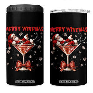 Funny Christmas Wine 4 in 1 Can Cooler Tumbler Santa Feeling Xmas TS14 One Size: 16 oz Black Print Your Wear