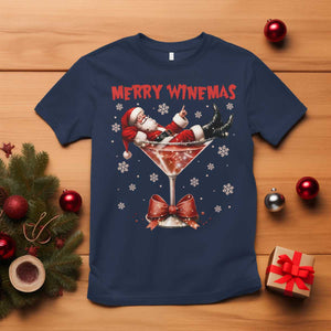 Funny Christmas Wine T Shirt Santa Feeling Xmas TS14 Navy Print Your Wear