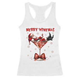 Funny Christmas Wine Racerback Tank Top Santa Feeling Xmas TS14 White Print Your Wear