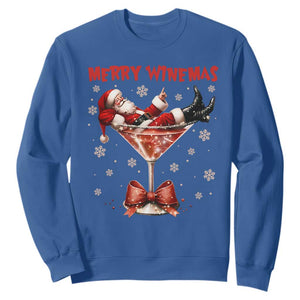 Funny Christmas Wine Sweatshirt Santa Feeling Xmas TS14 Royal Blue Print Your Wear