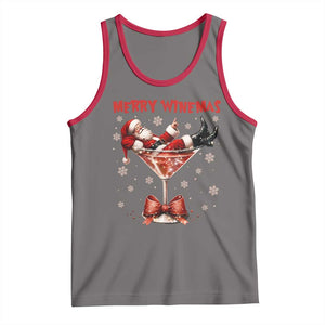Funny Christmas Wine Tank Top Santa Feeling Xmas TS14 Deep Heather Red Print Your Wear