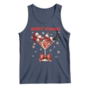 Funny Christmas Wine Tank Top Santa Feeling Xmas TS14 Navy Print Your Wear