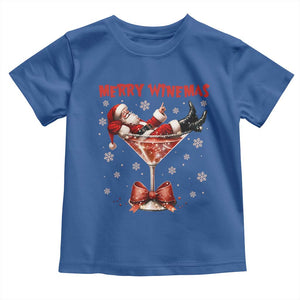 Funny Christmas Wine Toddler T Shirt Santa Feeling Xmas TS14 Royal Blue Print Your Wear