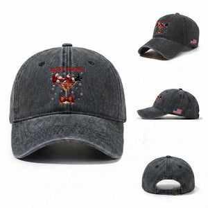 Funny Christmas Wine Washed Cotton Baseball Cap Santa Feeling Xmas TS14 Washed Cap Universal Fit Dark Gray Print Your Wear
