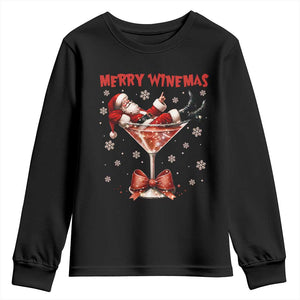 Funny Christmas Wine Youth Sweatshirt Santa Feeling Xmas TS14 Black Print Your Wear