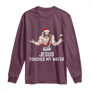 Funny Christmas Wine Long Sleeve Shirt Jesus Drank Wine TS14 Maroon Print Your Wear