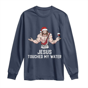 Funny Christmas Wine Long Sleeve Shirt Jesus Drank Wine TS14 Navy Print Your Wear
