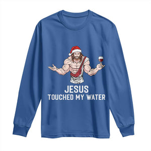 Funny Christmas Wine Long Sleeve Shirt Jesus Drank Wine TS14 Royal Blue Print Your Wear