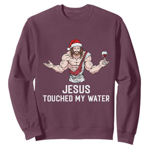 Funny Christmas Wine Sweatshirt Jesus Drank Wine TS14 Maroon Print Your Wear