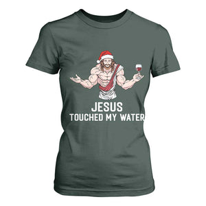 Funny Christmas Wine T Shirt For Women Jesus Drank Wine TS14 Dark Forest Green Print Your Wear