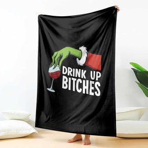 Funny Christmas Wine Throw Blanket Drink Up Bitches TS14 Print Your Wear