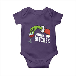 Funny Christmas Wine Baby Onesie Drink Up Bitches TS14 Purple Print Your Wear