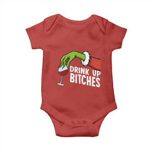 Funny Christmas Wine Baby Onesie Drink Up Bitches TS14 Red Print Your Wear