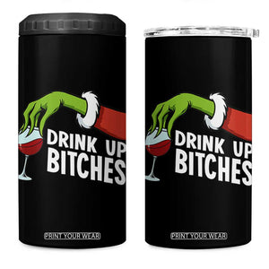 Funny Christmas Wine 4 in 1 Can Cooler Tumbler Drink Up Bitches TS14 One Size: 16 oz Black Print Your Wear