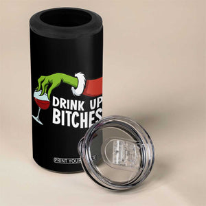 Funny Christmas Wine 4 in 1 Can Cooler Tumbler Drink Up Bitches TS14 Print Your Wear