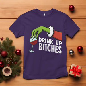 Funny Christmas Wine T Shirt Drink Up Bitches TS14 Purple Print Your Wear