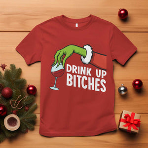 Funny Christmas Wine T Shirt Drink Up Bitches TS14 Red Print Your Wear