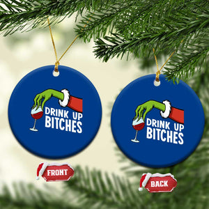 Funny Christmas Wine Ceramic Ornament Drink Up Bitches TS14 1pc Blue Print Your Wear