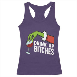 Funny Christmas Wine Racerback Tank Top Drink Up Bitches TS14 Purple Print Your Wear