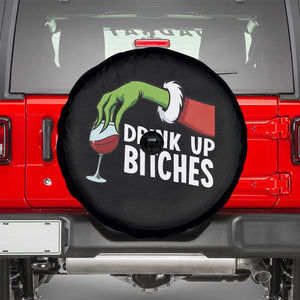 Funny Christmas Wine Spare Tire Cover Drink Up Bitches TS14 Black Print Your Wear