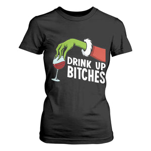 Funny Christmas Wine T Shirt For Women Drink Up Bitches TS14 Black Print Your Wear