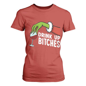 Funny Christmas Wine T Shirt For Women Drink Up Bitches TS14 Red Print Your Wear