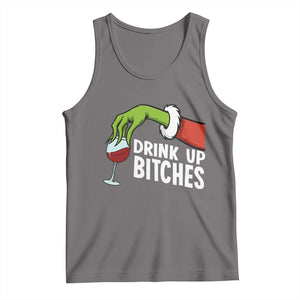 Funny Christmas Wine Tank Top Drink Up Bitches TS14 Deep Heather Print Your Wear