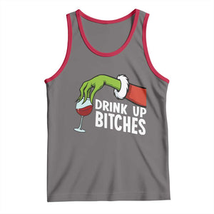 Funny Christmas Wine Tank Top Drink Up Bitches TS14 Deep Heather Red Print Your Wear