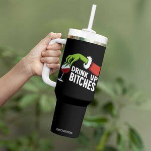 Funny Christmas Wine Tumbler With Handle Drink Up Bitches TS14 Print Your Wear