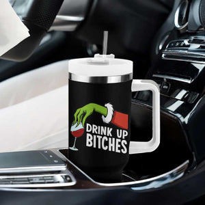 Funny Christmas Wine Tumbler With Handle Drink Up Bitches TS14 Print Your Wear