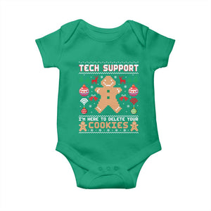 Tech Support Christmas Baby Onesie I Am Here To Delete Your Cookies TS14 Irish Green Print Your Wear