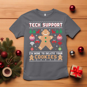 Tech Support Christmas T Shirt I Am Here To Delete Your Cookies TS14 Charcoal Print Your Wear