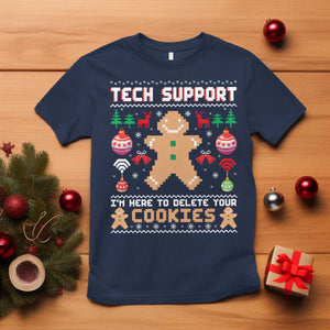 Tech Support Christmas T Shirt I Am Here To Delete Your Cookies TS14 Navy Print Your Wear