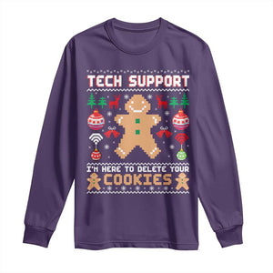 Tech Support Christmas Long Sleeve Shirt I Am Here To Delete Your Cookies TS14 Purple Print Your Wear