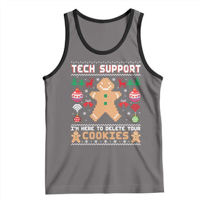 Tech Support Christmas Tank Top I Am Here To Delete Your Cookies TS14 Deep Heather Black Print Your Wear