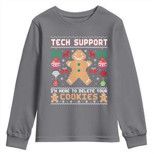 Tech Support Christmas Youth Sweatshirt I Am Here To Delete Your Cookies TS14 Charcoal Print Your Wear