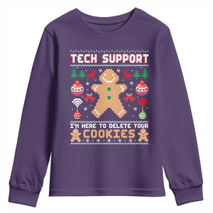 Tech Support Christmas Youth Sweatshirt I Am Here To Delete Your Cookies TS14 Purple Print Your Wear