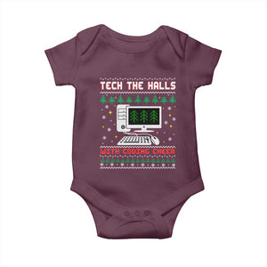 Tech Support Christmas Baby Onesie Tech The Halls With Cooking Cheer TS14 Maroon Print Your Wear