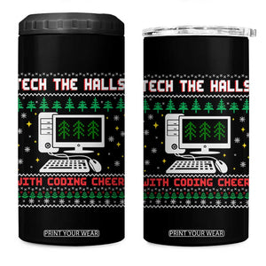 Tech Support Christmas 4 in 1 Can Cooler Tumbler Tech The Halls With Cooking Cheer TS14 One Size: 16 oz Black Print Your Wear
